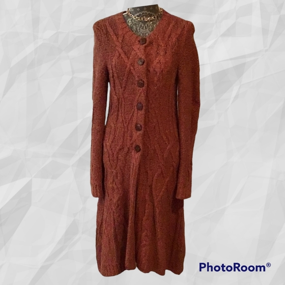 Anthropologie Sweaters - Anthropologie Cable Wool Sweater Coat /Far Way From Close